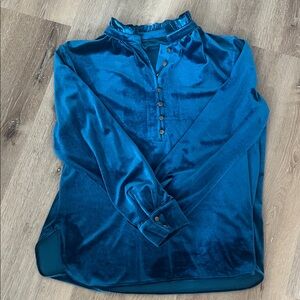 Elegant Teal Velvet Men's Shirt